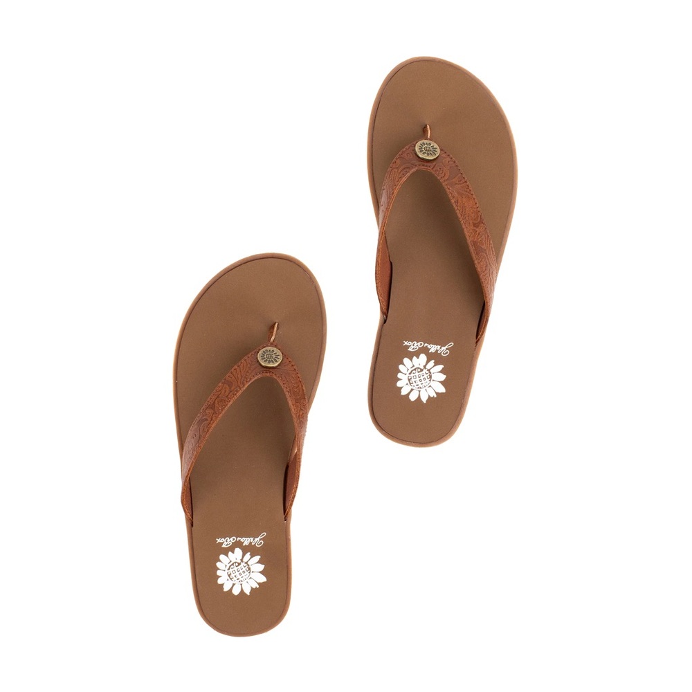 Yellow Box Tan Brown Textured Thong Sandals